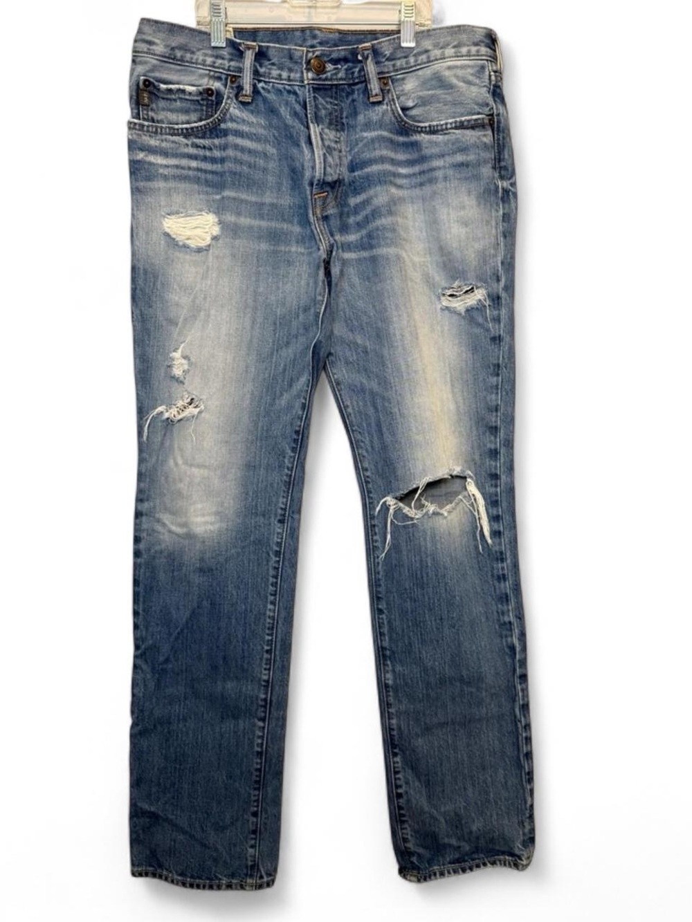 Abercrombie & Fitch Slim Straight Distressed Y2K Denim Jeans 33x32 100% Cotton